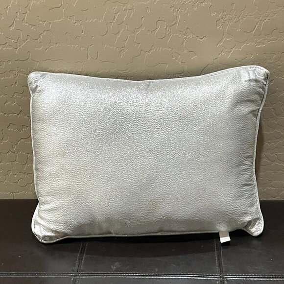 Winter Christmas Pillow Rectangle Church Village Blue Silver Holiday EUC - Picture 2 of 7